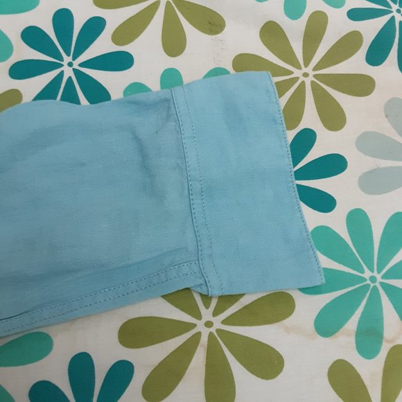 BROOKS BROTHERS Women's Blouse Linen Turquoise Size 8 - Picture 4 of 4